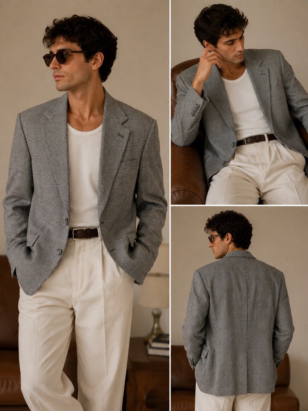 Vintage Brooks Brothers Wool Blazer 44L Gray Plaid Old Money Preppy Academia